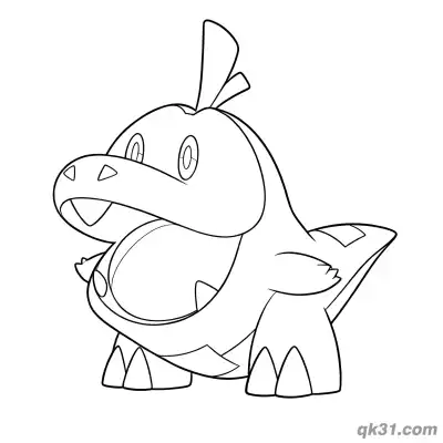 Free printable Fuecoco Front View Standing Coloring Page coloring page