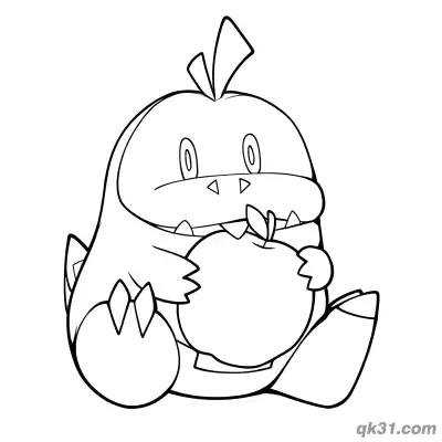 Free printable Fuecoco Holding an Apple Coloring Page coloring page