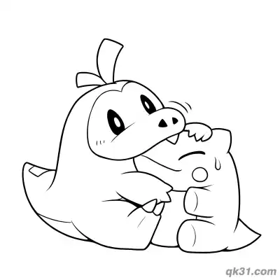 Free printable Fuecoco Hugging a Plush Toy Coloring Page coloring page