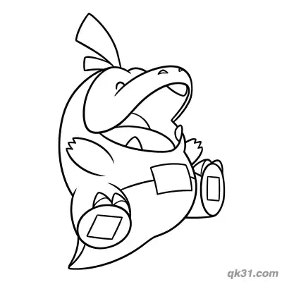 Free printable Fuecoco Lying on Its Side Coloring Page coloring page