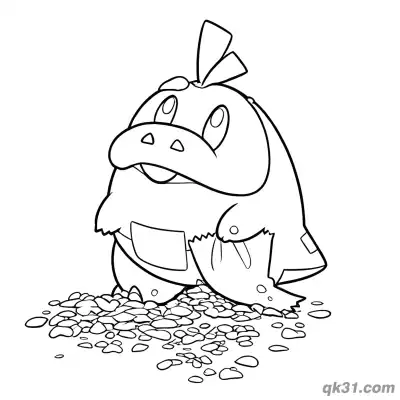 Free printable Fuecoco Playing on the Sand Coloring Page coloring page