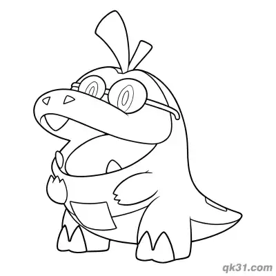 Free printable Fuecoco with Glasses Coloring Page coloring page