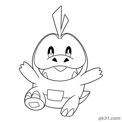 Free printable Happy Fuecoco Sitting and Waving Coloring Page coloring page