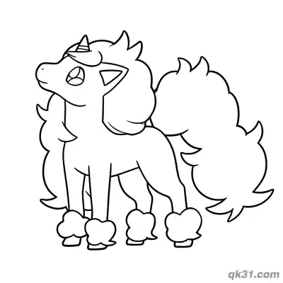 Free printable Galarian Rapidash Pokémon Side Profile Cute Coloring Page coloring page