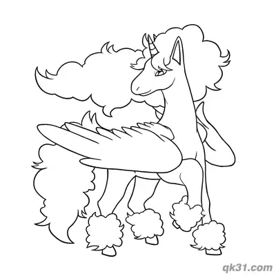 Free printable Galarian Rapidash Pokémon Winged Standing Coloring Page coloring page
