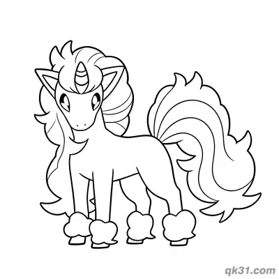 Free printable Galarian Rapidash and Ponyta Cute Coloring Page coloring page