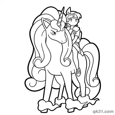 Free printable Galarian Rapidash with Trainer Coloring Page coloring page
