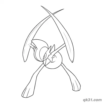 Free printable Gallade Arm Blade Extended Pose Coloring Page coloring page