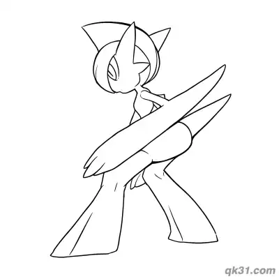 Free printable Gallade Dual Blades Attack Ready Coloring Page coloring page