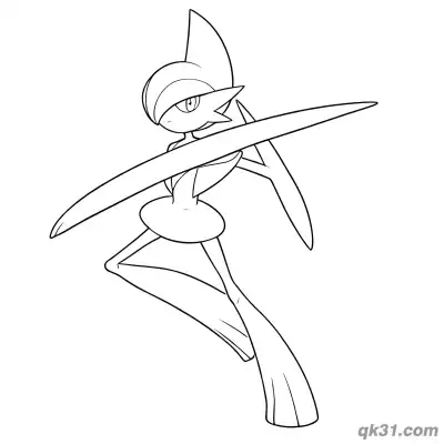 Free printable Gallade Dual Swords Thrust Coloring Page coloring page