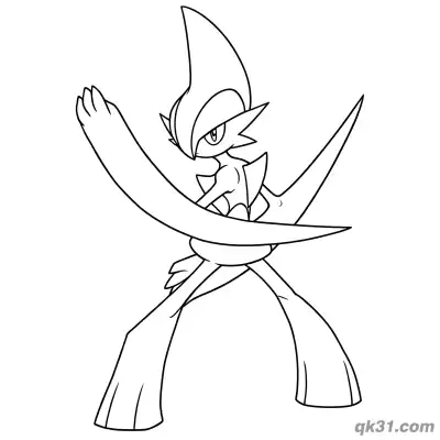 Free printable Gallade Single Arm Uppercut Attack Coloring Page coloring page