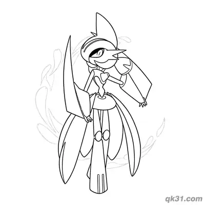 Free printable Gallade Single Blade Looking Back Coloring Page coloring page