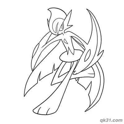 Free printable Mega Gallade Crossed Blades Defensive Pose Coloring Page coloring page