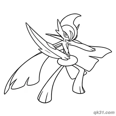 Free printable Mega Gallade Diagonal Slash Attack Coloring Page coloring page