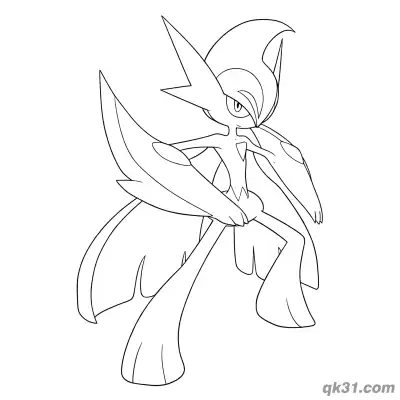 Free printable Mega Gallade Mega Evolution Battle Close Up Coloring Page coloring page