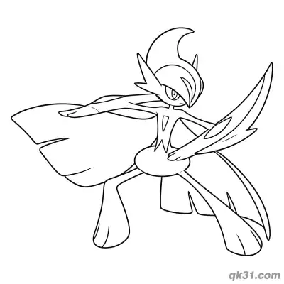 Free printable Mega Gallade Powerful Slash Attack Pose Coloring Page coloring page
