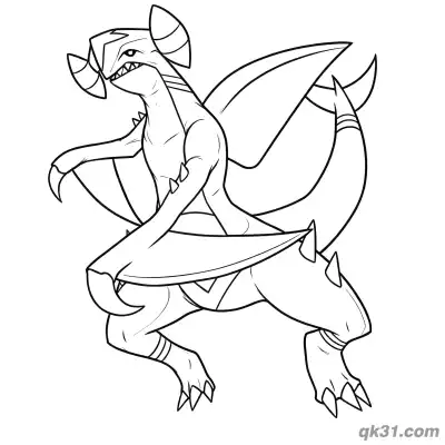 Free printable Garchomp Claw Strike Charging Pose Coloring Page coloring page