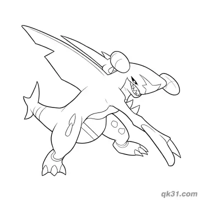 Free printable Garchomp Diving Attack Pose Coloring Page coloring page