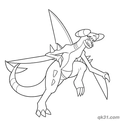 Free printable Garchomp Four Claw Ready Pose Coloring Page coloring page