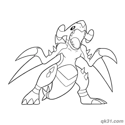 Free printable Garchomp Front Powerful Stance Coloring Page coloring page
