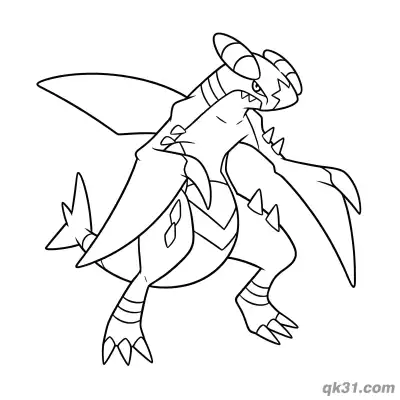 Free printable Garchomp Low Altitude Flying Pose Coloring Page coloring page