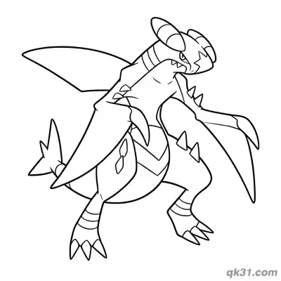 Free printable Garchomp Low Charging Battle Pose Coloring Page coloring page
