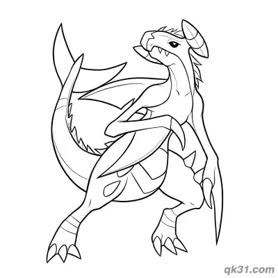 Free printable Garchomp Mighty Side View Pose Coloring Page coloring page
