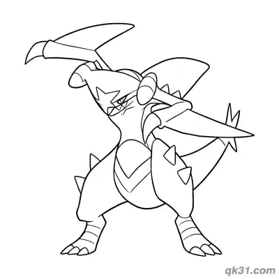 Free printable Garchomp Preparing for Fight Pose Coloring Page coloring page