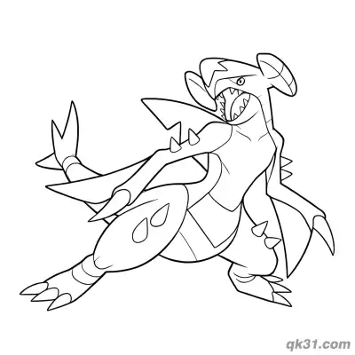 Free printable Garchomp Roaring Power Pose Coloring Page coloring page