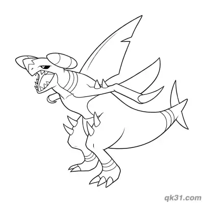 Free printable Garchomp Roaring Standing Pose Coloring Page coloring page
