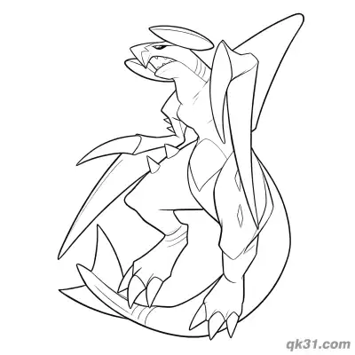 Free printable Garchomp Side View Charging Pose Coloring Page coloring page