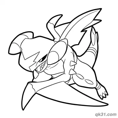 Free printable Garchomp Sudden Diving Attack Pose Coloring Page coloring page
