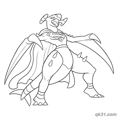 Free printable Garchomp Superhero Cosplay Pose Coloring Page coloring page