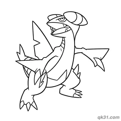 Free printable Garchomp Upward Roaring Pose Coloring Page coloring page