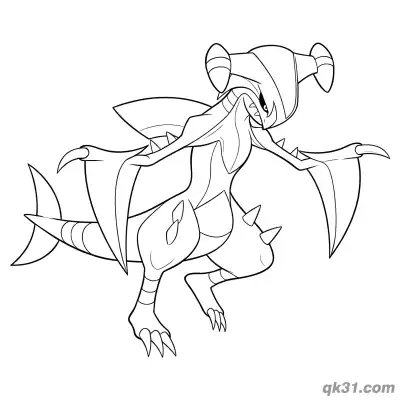 Free printable Garchomp Winged Diving Stance Coloring Page coloring page