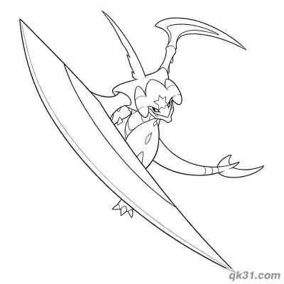Free printable Mega Garchomp Slashing Attack Pose Coloring Page coloring page