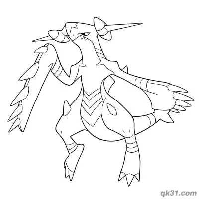 Free printable Mega Garchomp Z Claw Attack Pose Coloring Page coloring page