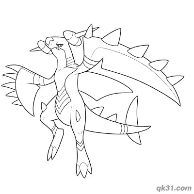 Free printable Mega Garchomp Z Dominant Standing Pose Coloring Page coloring page