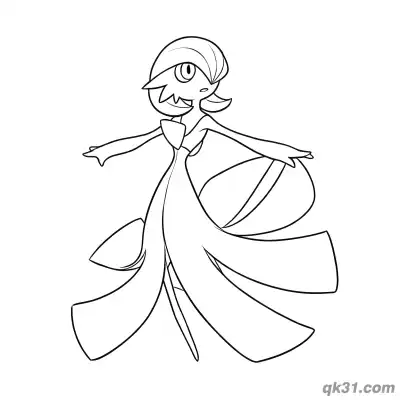 Free printable Gardevoir Arms Open Dress Spreading Coloring Page coloring page