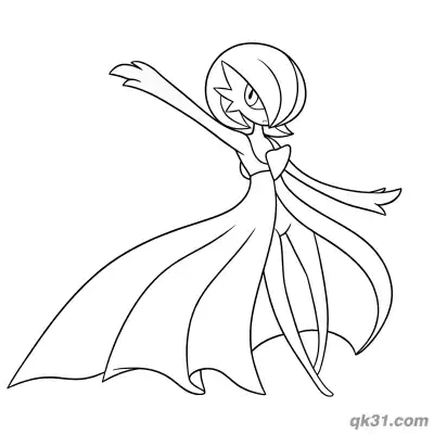 Free printable Gardevoir Arms Wide Open Battle Pose Coloring Page coloring page
