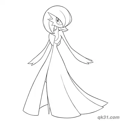 Free printable Gardevoir Classic Front View Standing Coloring Page coloring page