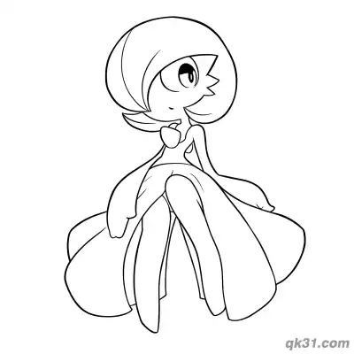 Free printable Gardevoir Cute Front View Standing Coloring Page coloring page