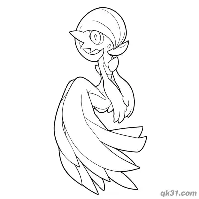 Free printable Gardevoir Elegant Side Sitting Pose Coloring Page coloring page