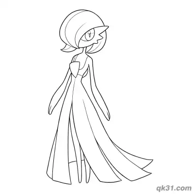Free printable Gardevoir Elegant Side Standing Coloring Page coloring page