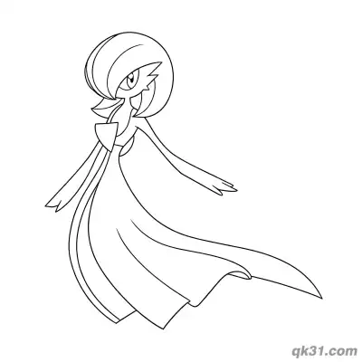 Free printable Gardevoir Elegant Side View Standing Coloring Page coloring page