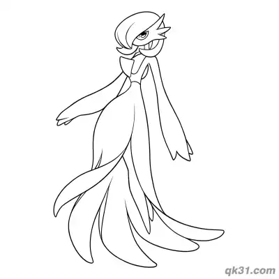 Free printable Gardevoir Fishtail Dress Side View Coloring Page coloring page