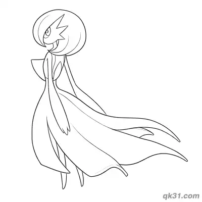 Free printable Gardevoir Flowing Dress Side Profile Coloring Page coloring page