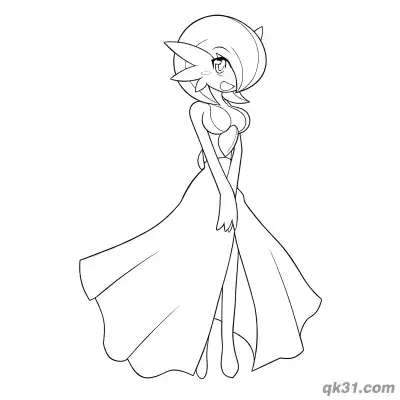Free printable Gardevoir Front View Hands Down Coloring Page coloring page