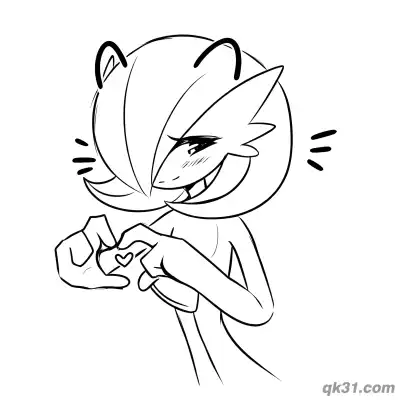 Free printable Gardevoir Hand Heart Finger Gesture Coloring Page coloring page