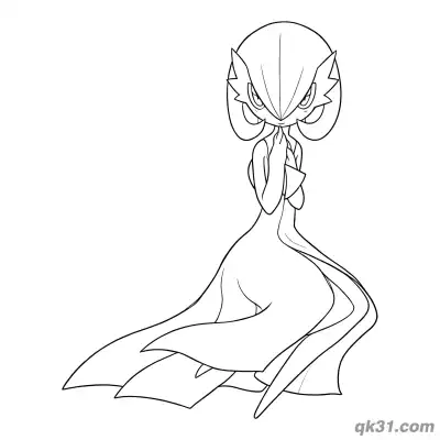 Free printable Gardevoir Hands Together Praying Coloring Page coloring page
